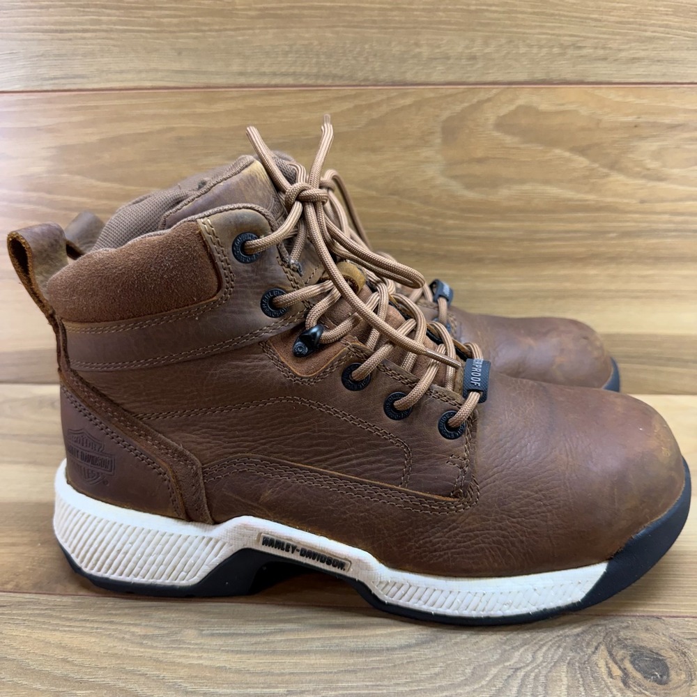 Harley Davidson Dowden Composite Toe Boots Mens 8 M Brown Leather Waterproof